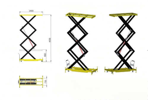 Plataforma elevatória de tesoura hidráulica sincronizada