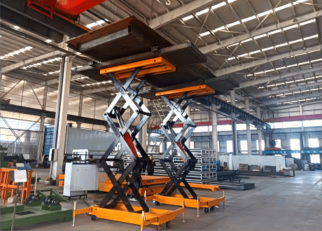 Plataforma elevatória de tesoura hidráulica sincronizada