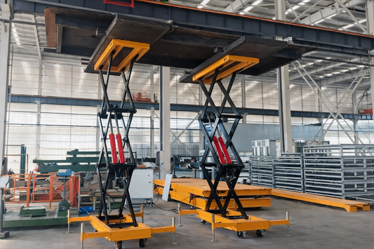 Plataforma elevatória de tesoura hidráulica sincronizada