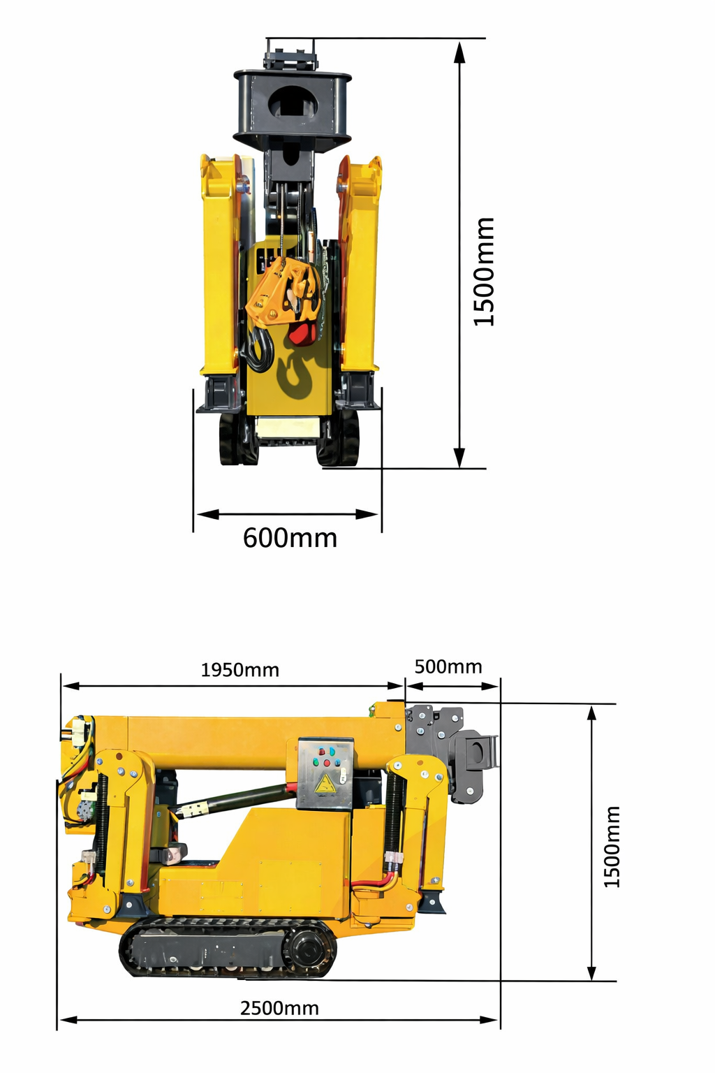 Mini guindaste tipo aranha de 1,5 tonelada