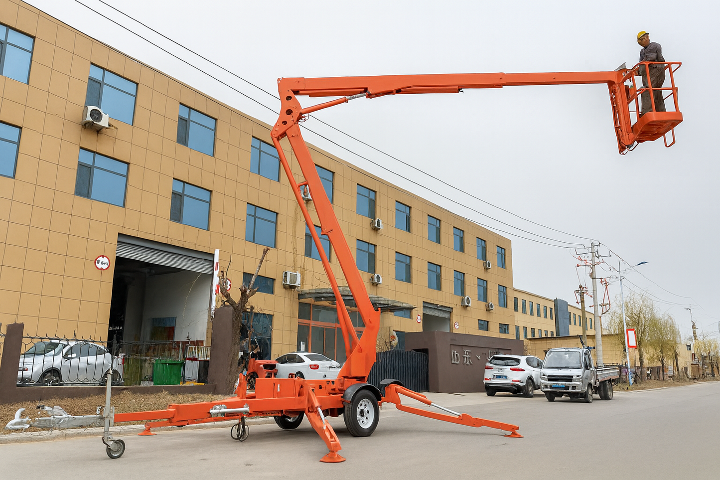 PLATAFORMA ELEVATÓRIA ARTICULADA REBOCÁVEL 14 METROS 200KG